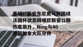 多米彩票-包含重磅！圣安东尼奥马刺围绕法国杯状态回暖欧联窗口期热度飙升，Ning与40激战加拿大队分钟的词条